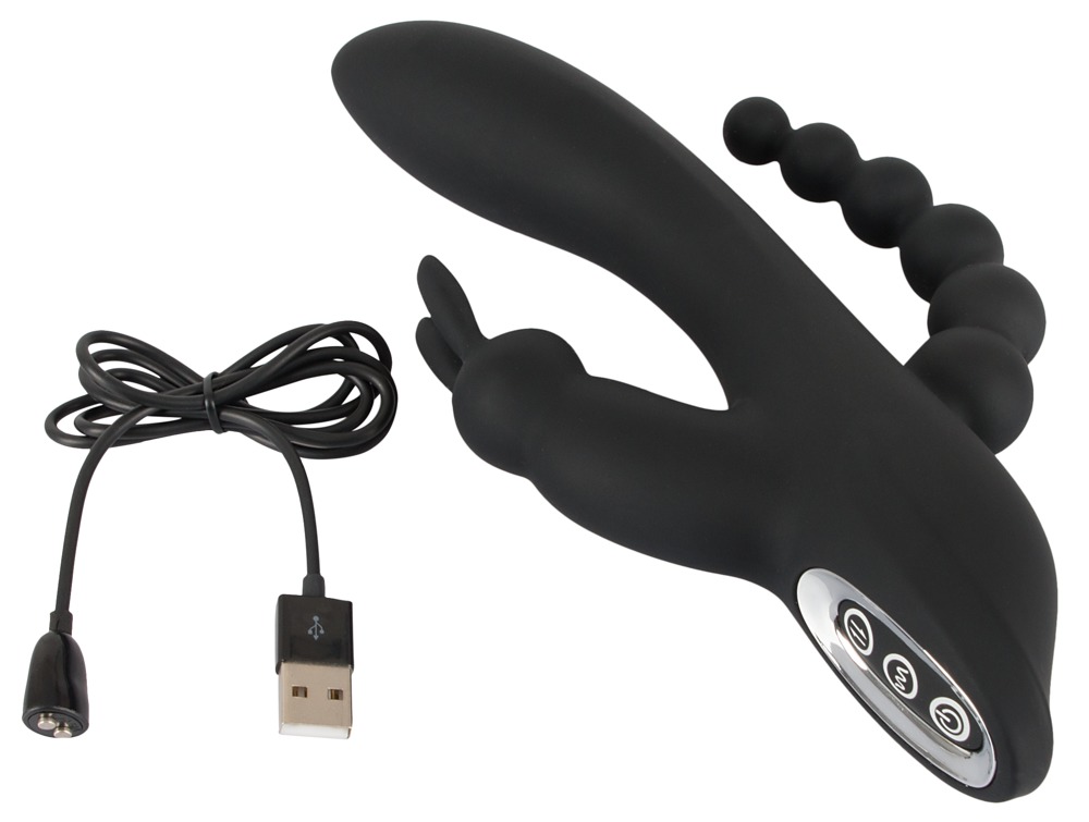 VIBRATORE CON STIMOLATORE CLITORIDEO E ANALE - immagine 11