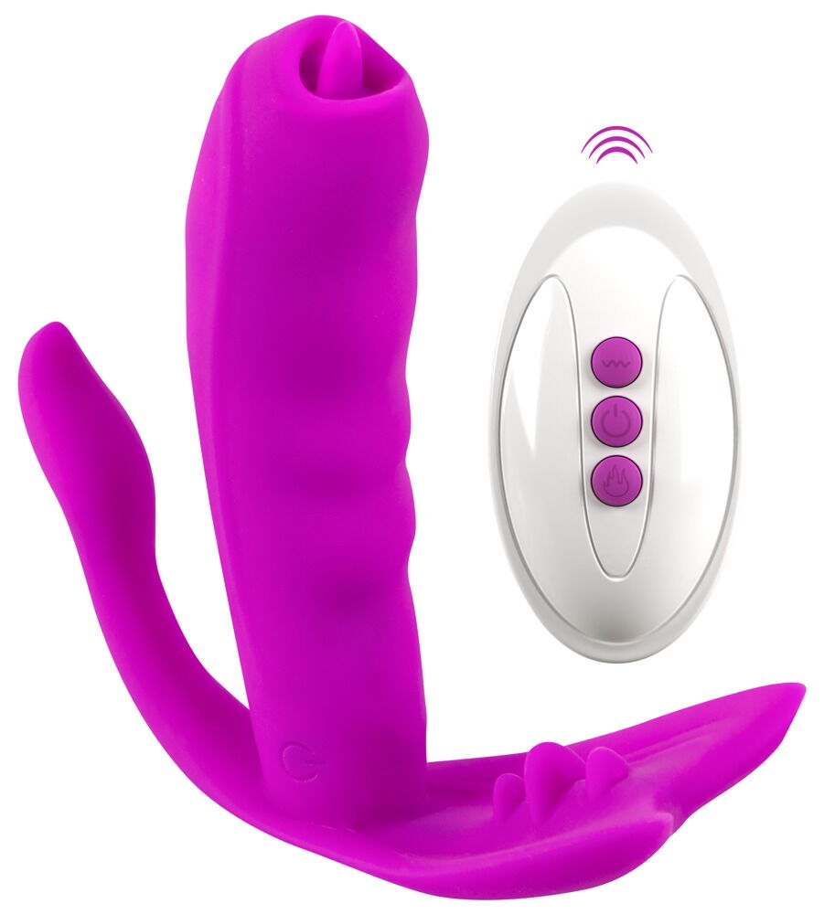 MUTANDINA VIBRANTE CON STIMOLATORE CLITORIDEO , VAGINALE E ANALE - immagine 2
