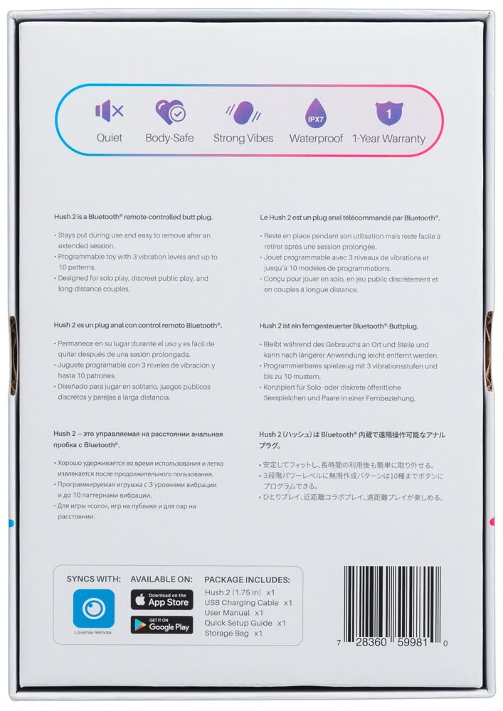 PLUG ANALE VIBRANTE BLUETOOTH HUSH 2  LOVENSE TAGLIA M - immagine 8