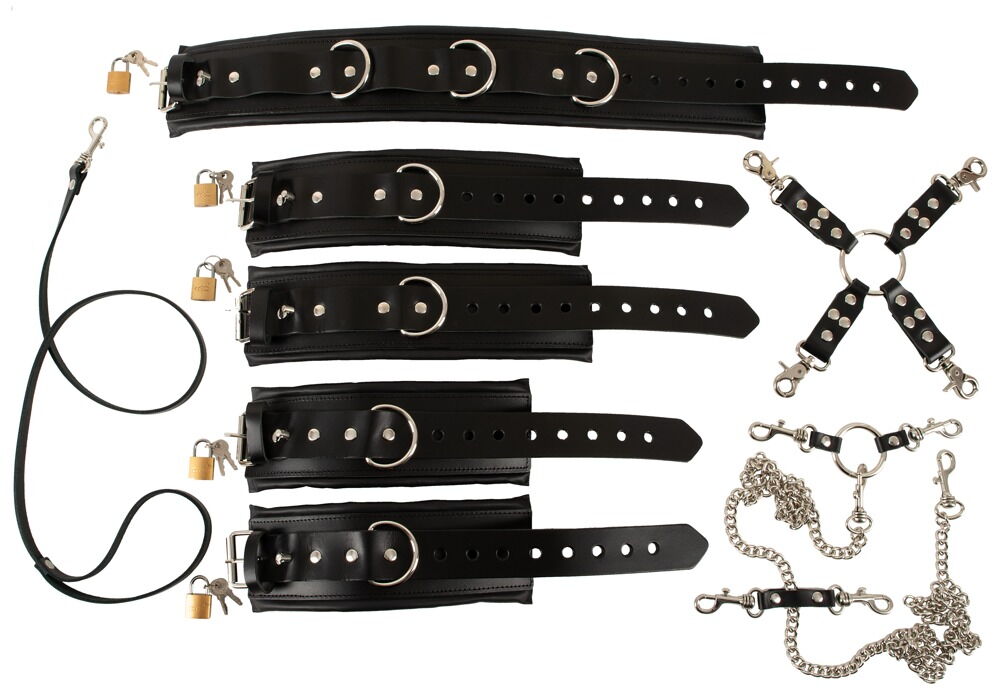 SET COMPLETO PROFESSIONALE PER BONDAGE IN PELLE ZADO - immagine 5