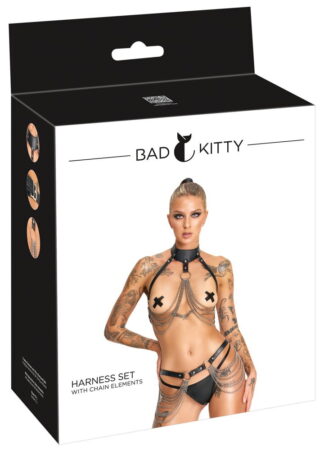 Set Imbracatura Bad Kitty Con Catene Argento E Perizoma